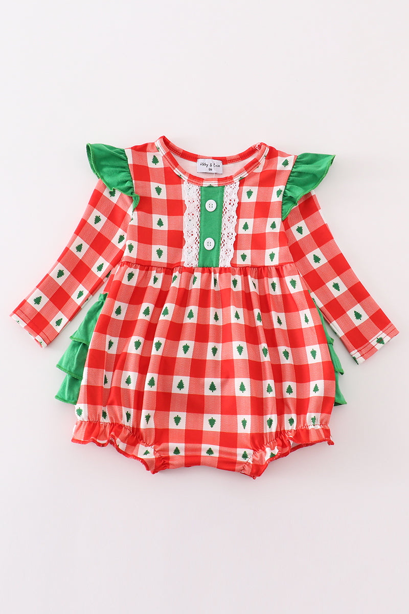 Red Christmas Tree Gingham Girl Bubble