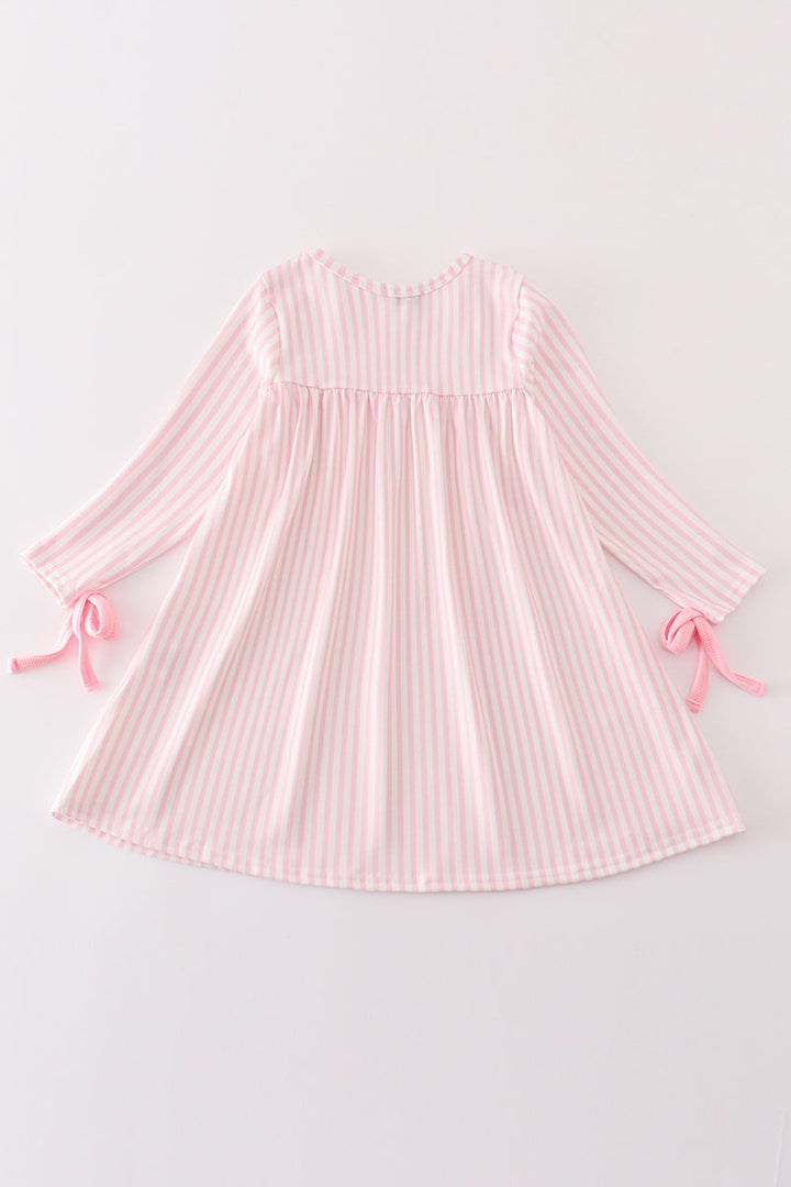 Pink Stripe Turkey Embroidery Dress