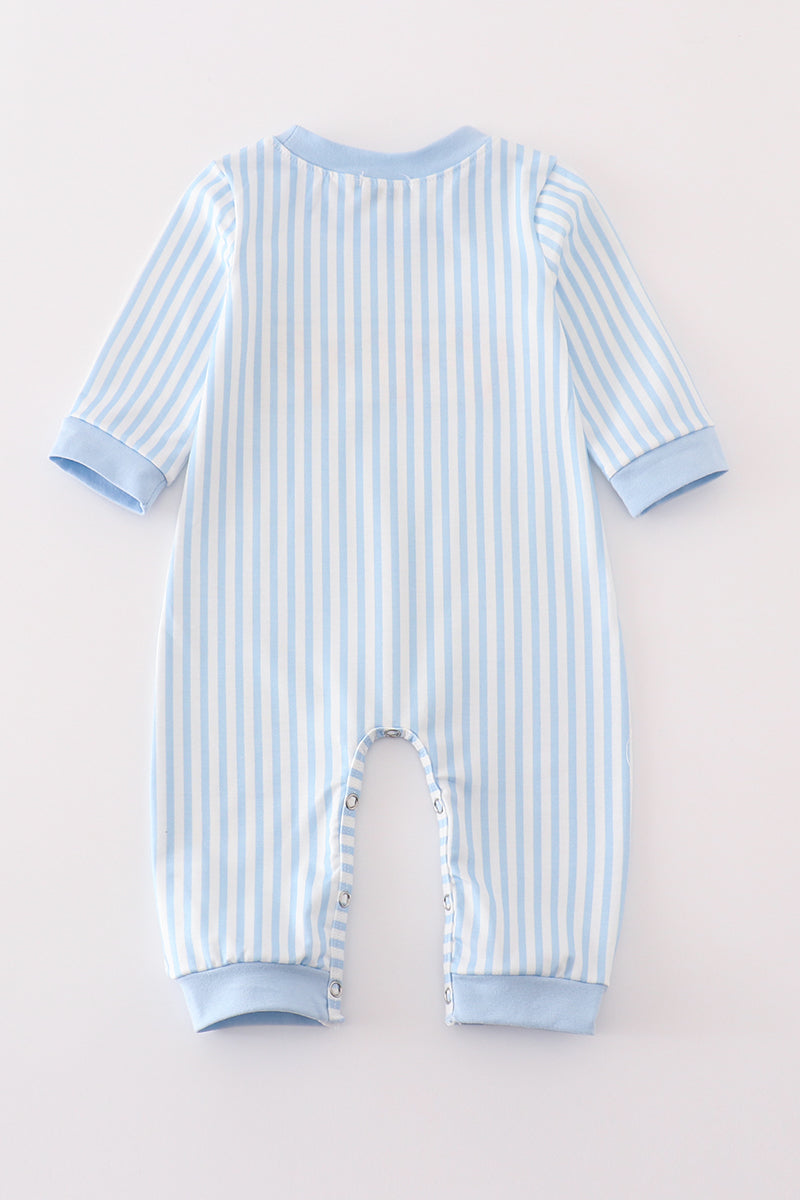 Blue Turkey Embroidery Boy Romper