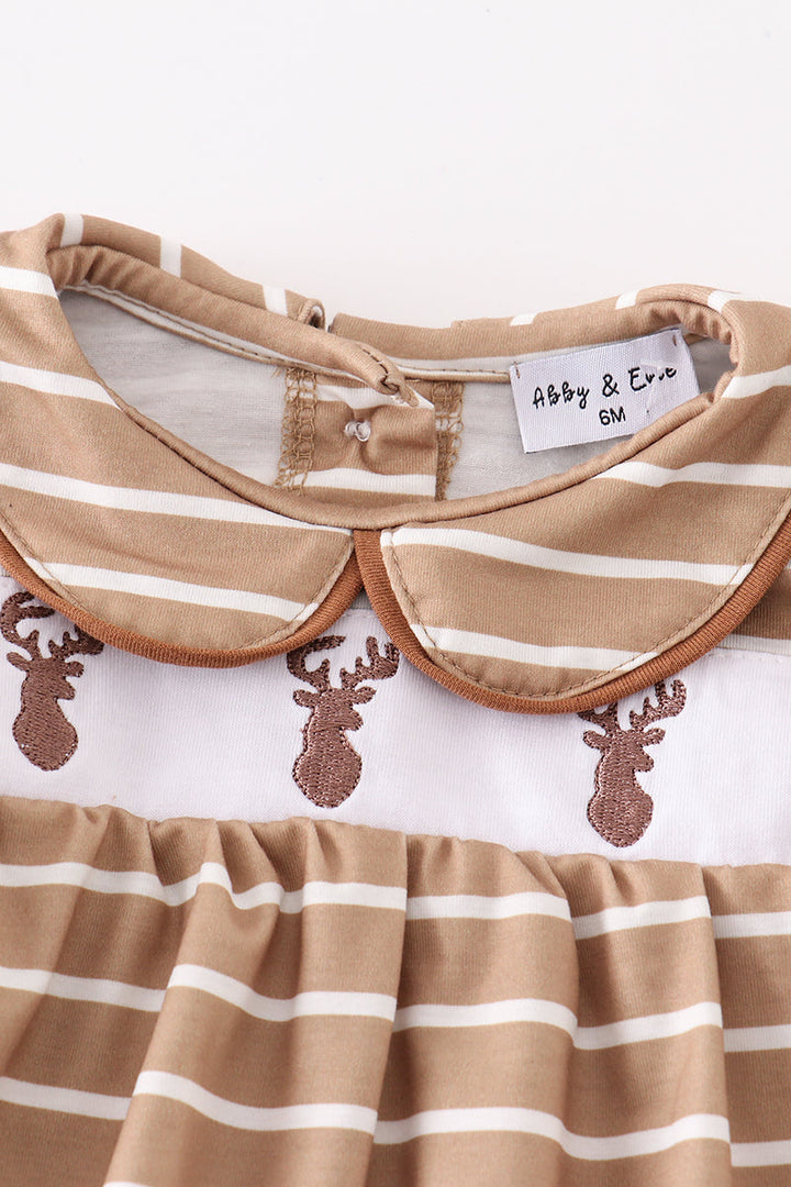 Brown Deer Embroidery Girl Bloomer Set