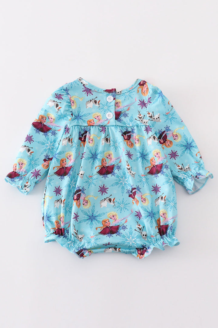 Blue Princess Embroidery Ruffle Bubble