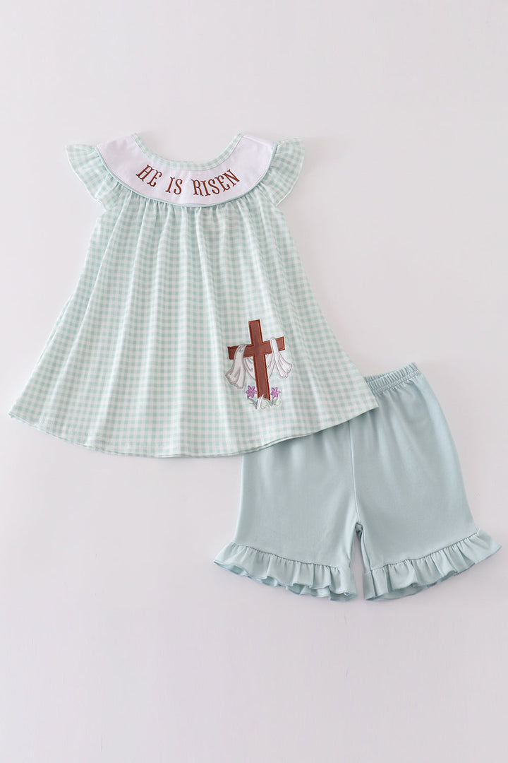 Easter He Is Risen Embroidery Girl Set