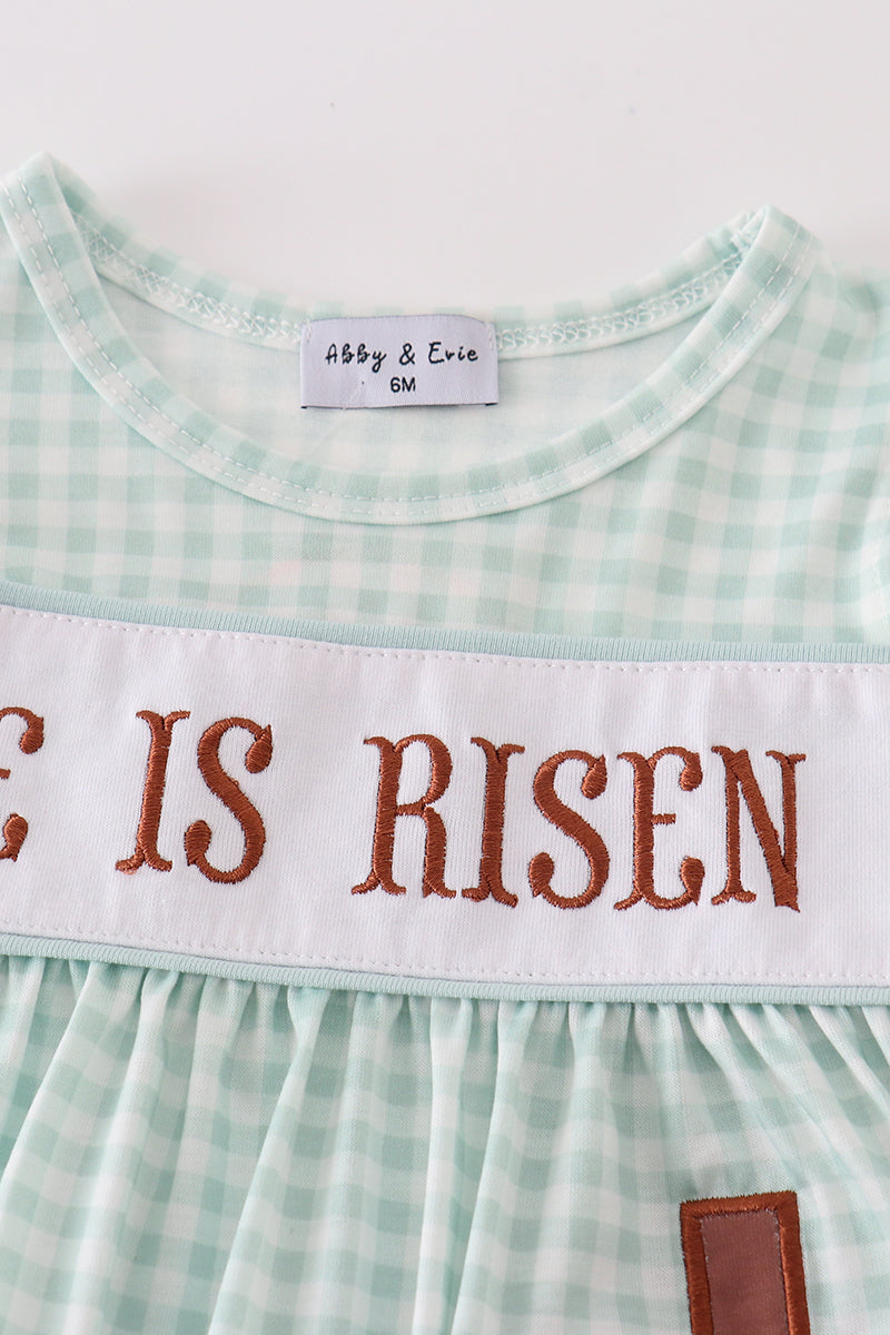 Easter He Is Risen Embroidery Girl Bloomer Set