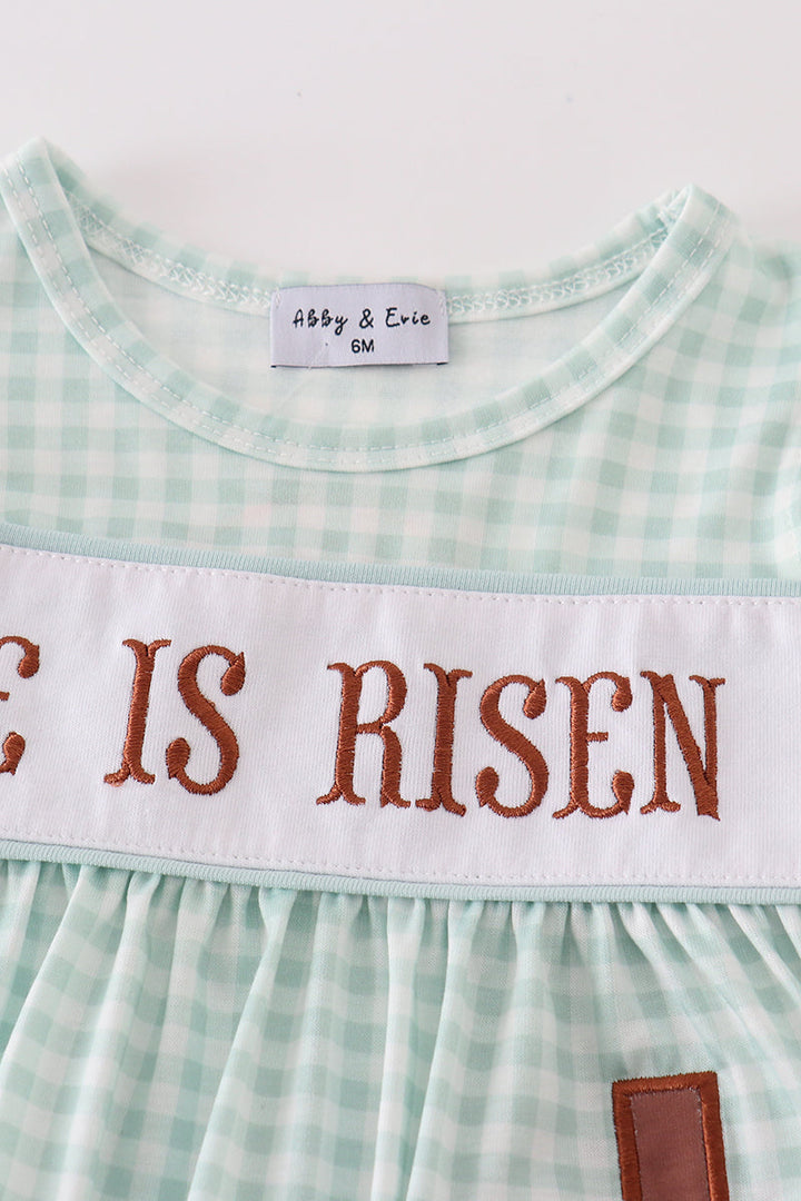 Easter He Is Risen Embroidery Girl Bloomer Set