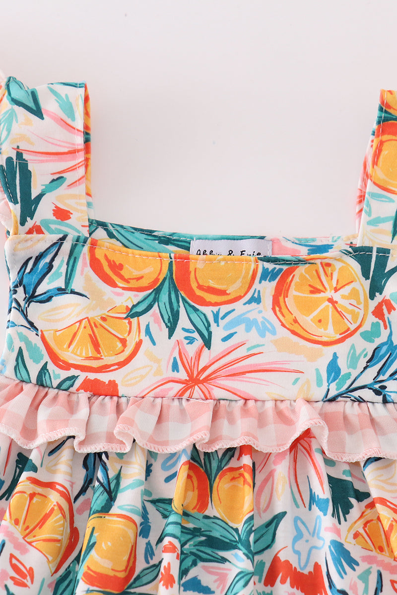 Citrus Bloom Print Girl Dress