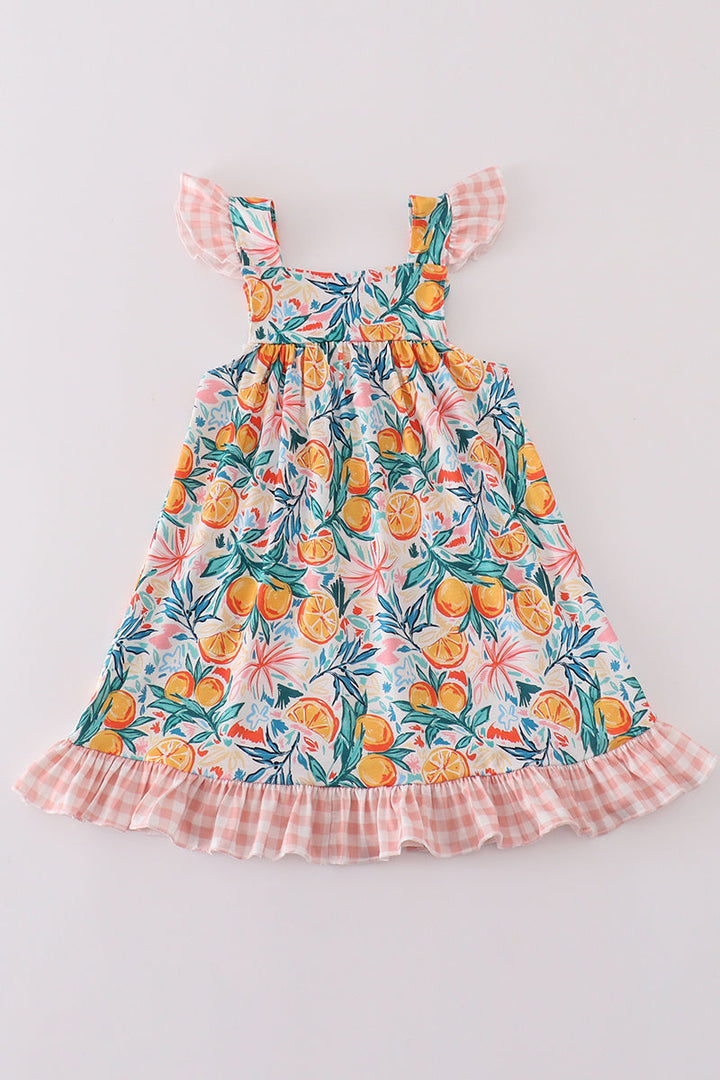 Citrus Bloom Print Girl Dress