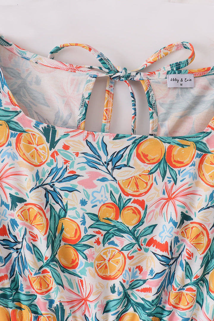 Citrus Bloom Print Mom Dress