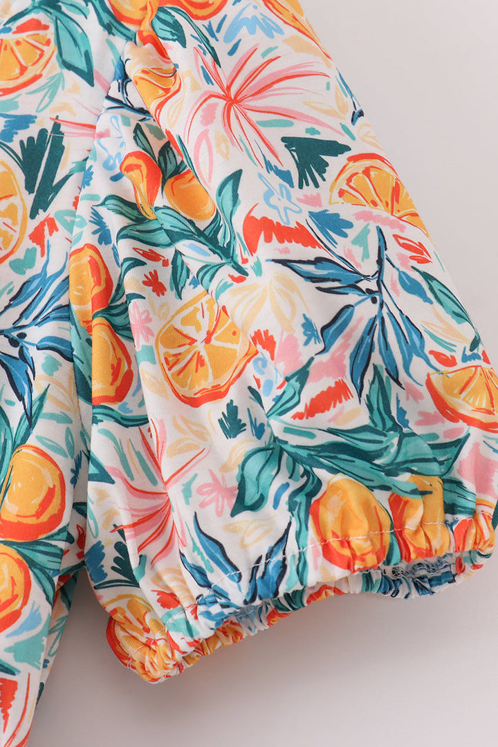 Citrus Bloom Print Mom Dress