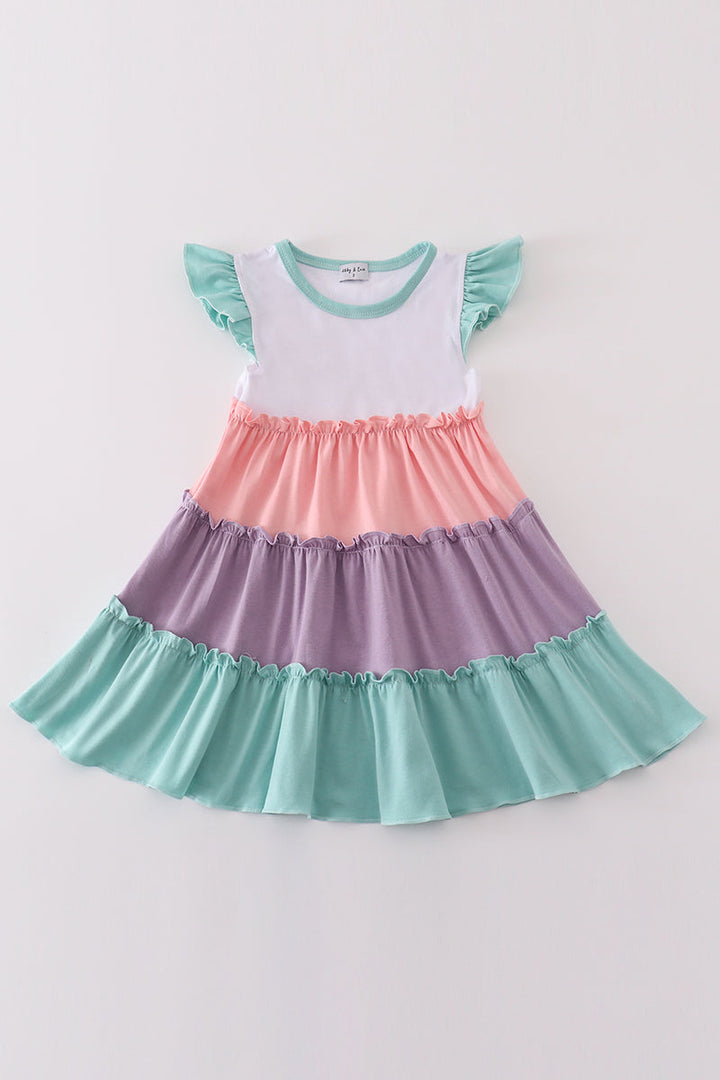 Multicolored Tiered Girl Dress