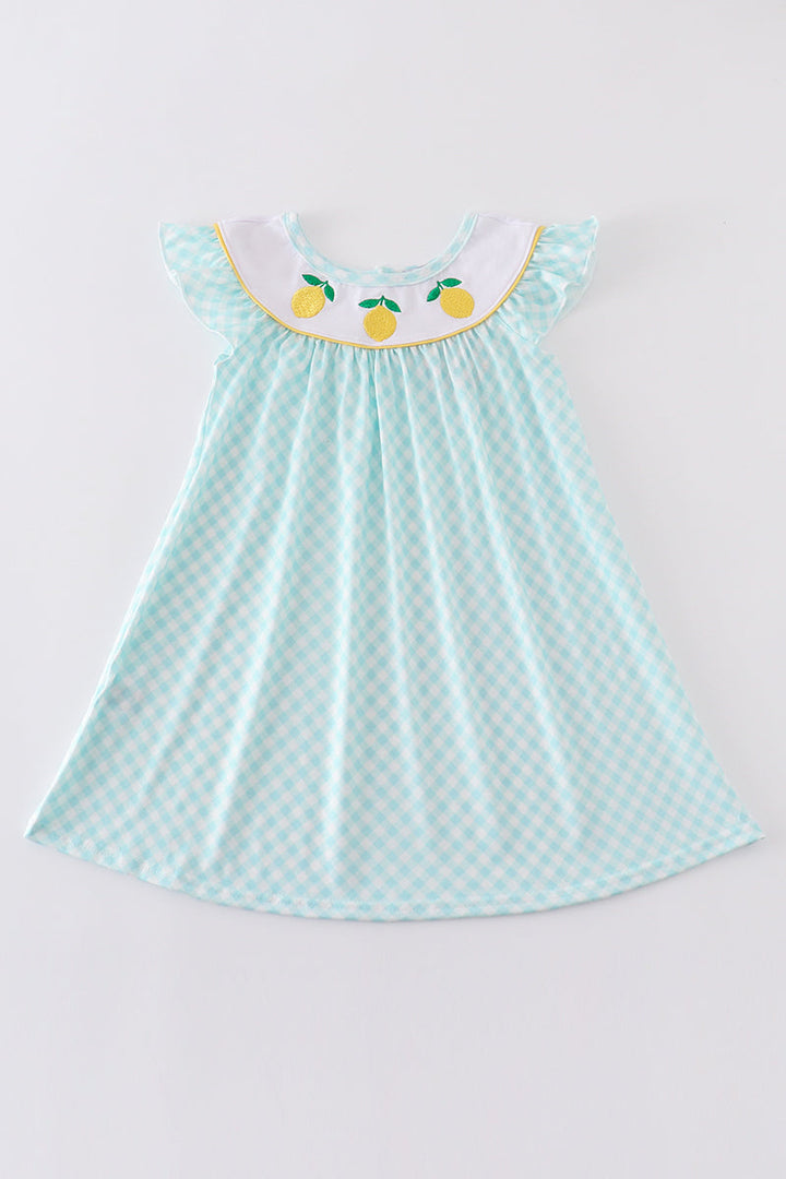 Mint Lemon Embroidery Girl Dress