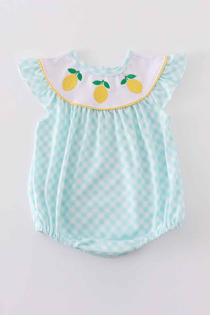 Mint Lemon Embroidery Girl Bubble