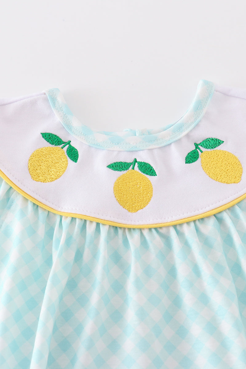 Mint Lemon Embroidery Girl Bubble