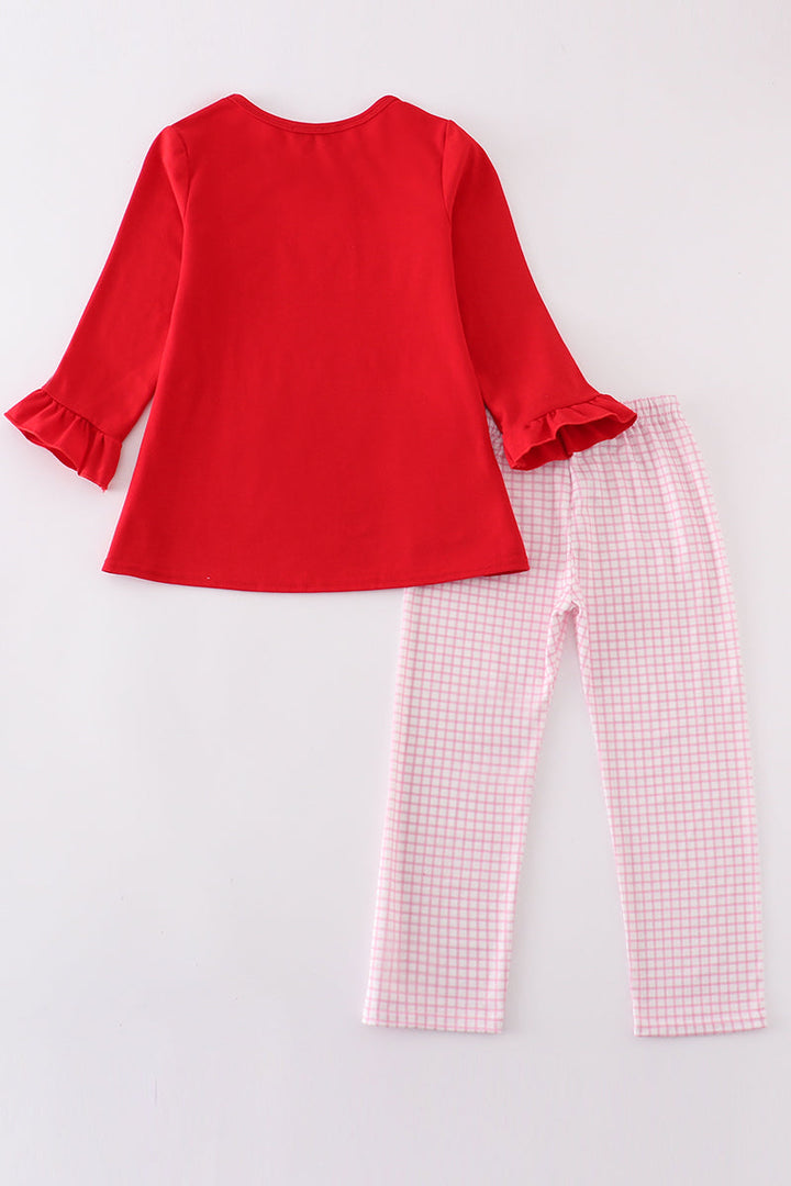 Red Valentine's Day Heart Embroidery Girl Set