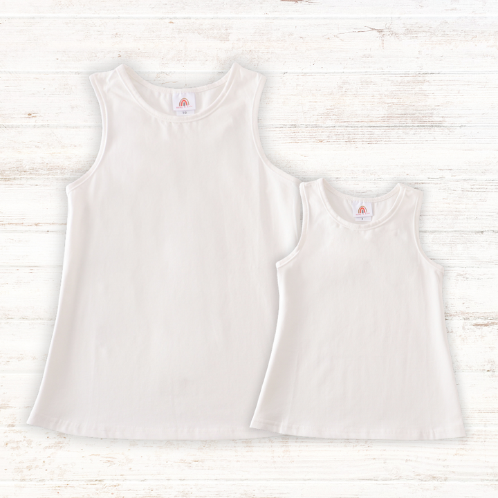 White Blank Basic Kids Teens Adult Tank Top