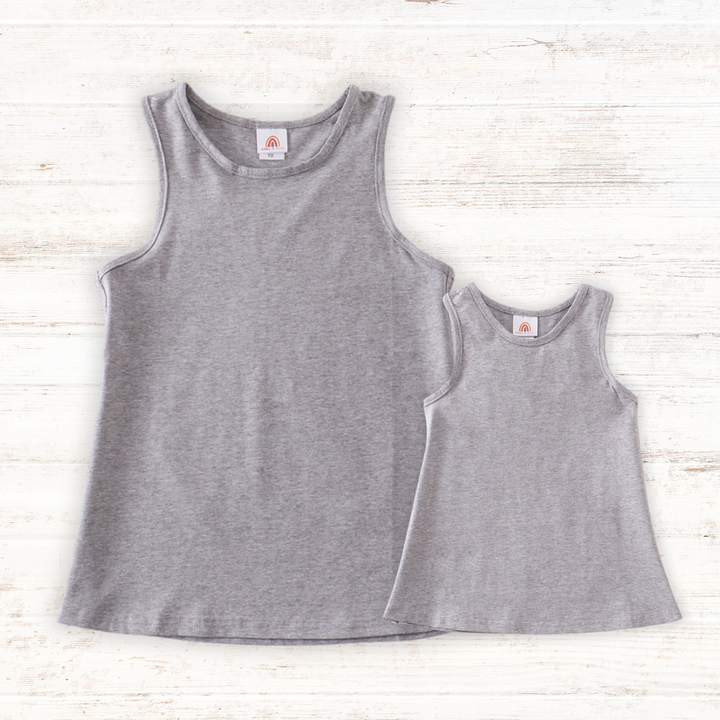 Heather Grey Blank Basic Kids Teens Adult Tank Top