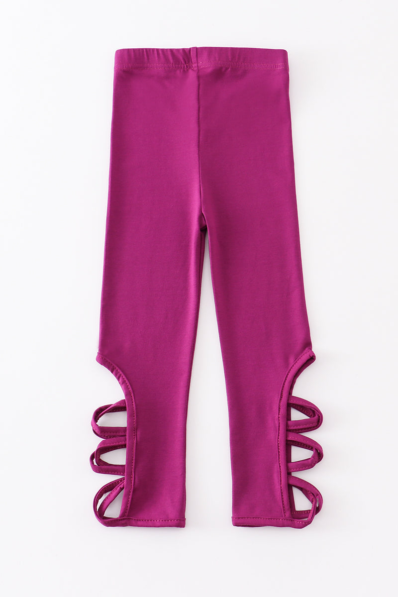 Purple Hollow Out Legging