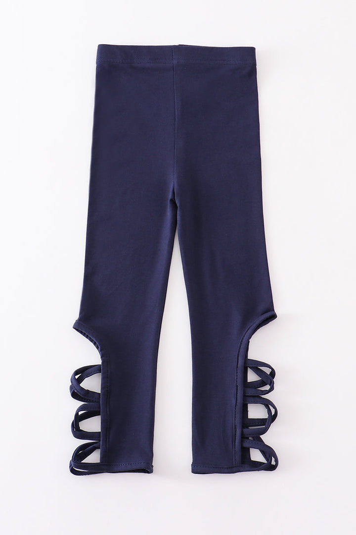 Navy Hollow Out Legging