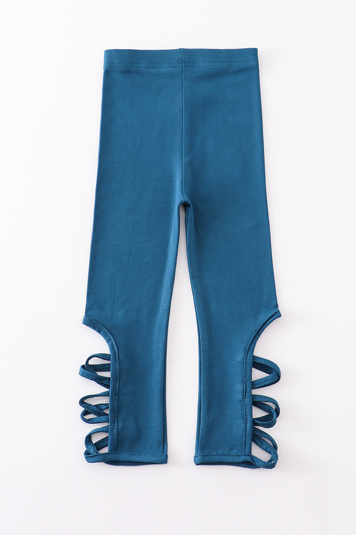 Blue Hollow Out Legging