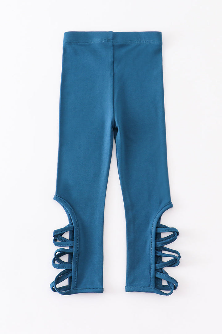 Blue Hollow Out Legging