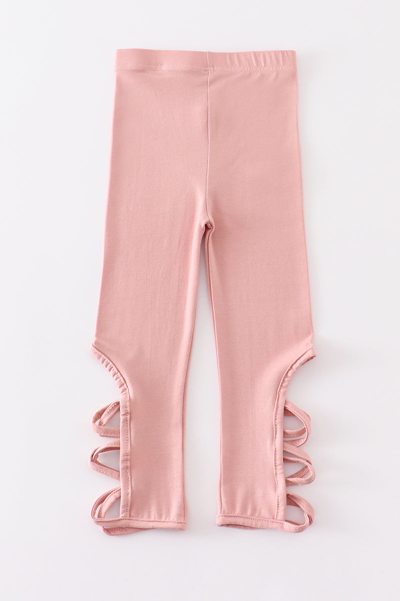 Pink Hollow Out Legging