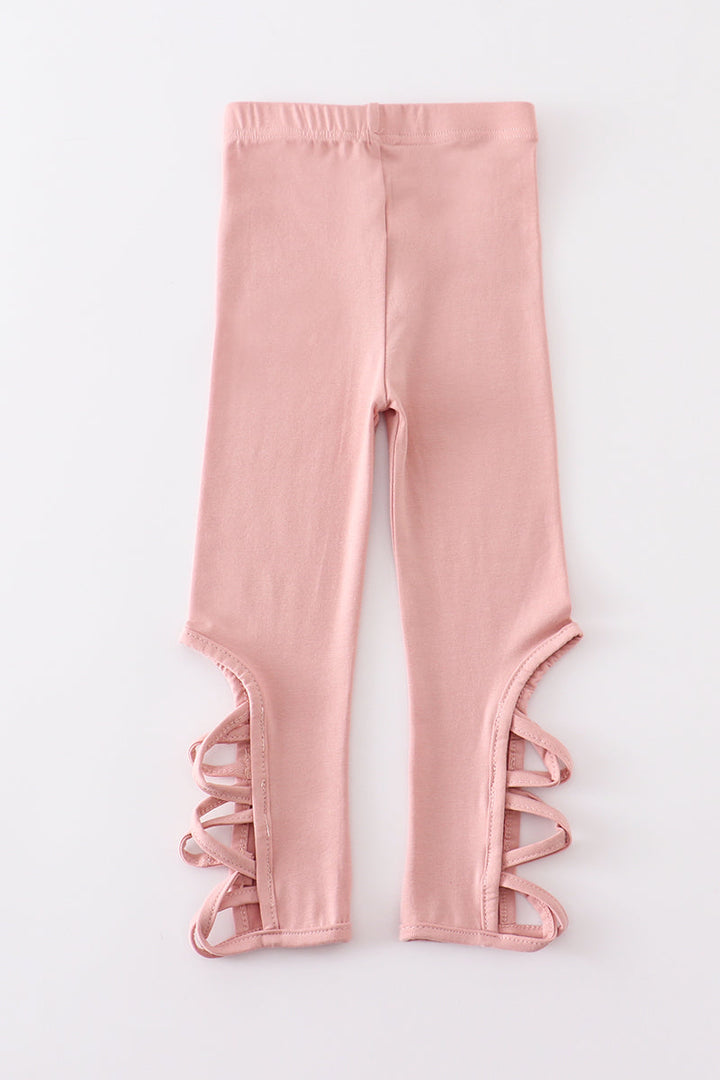 Pink Hollow Out Legging