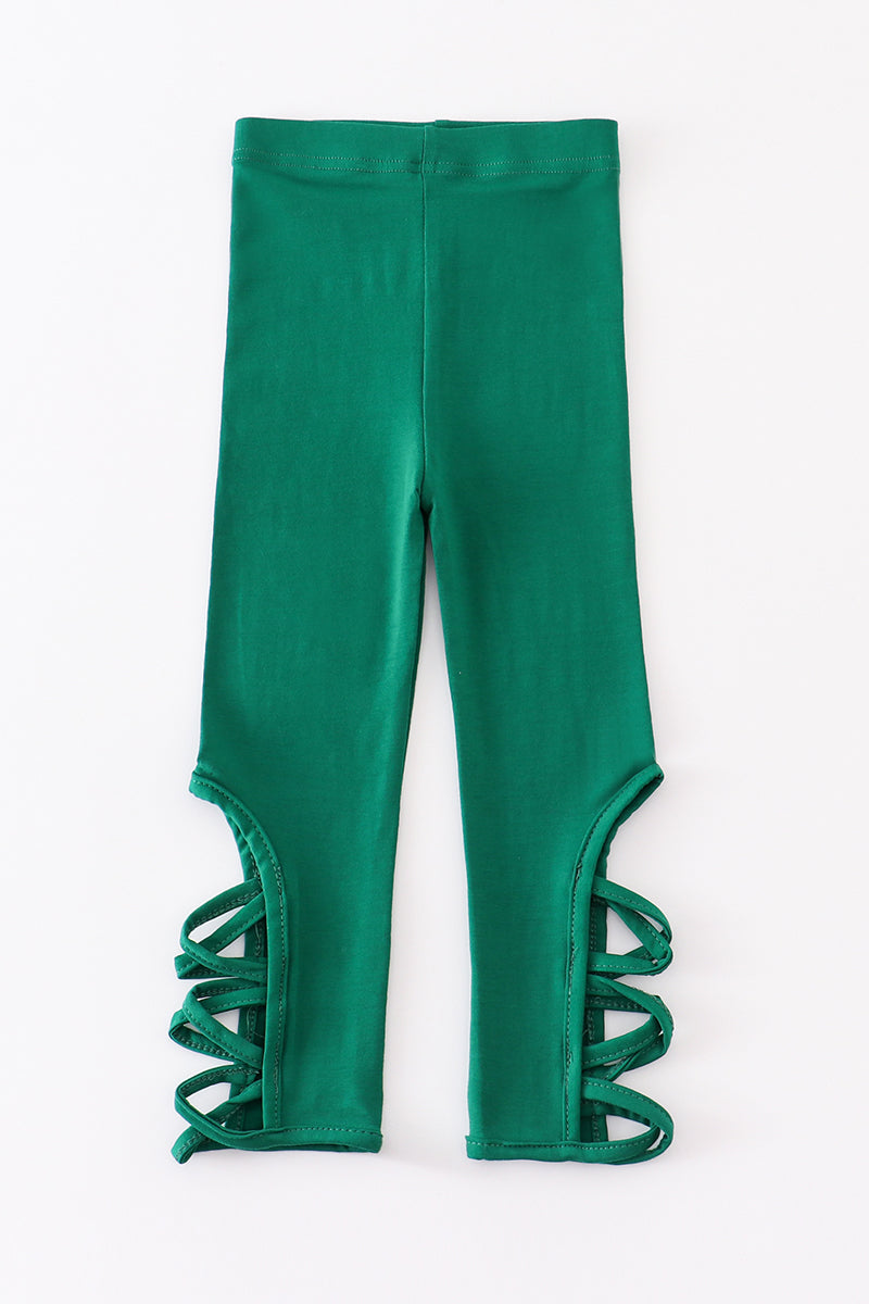 Green Hollow Out Legging