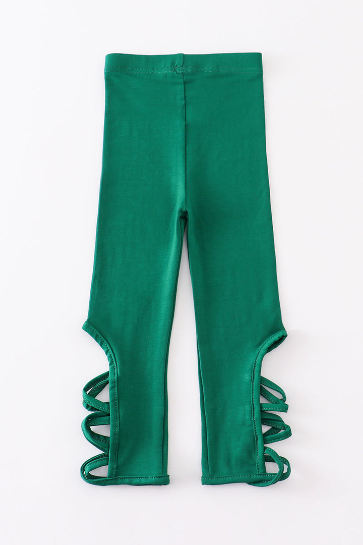 Green Hollow Out Legging