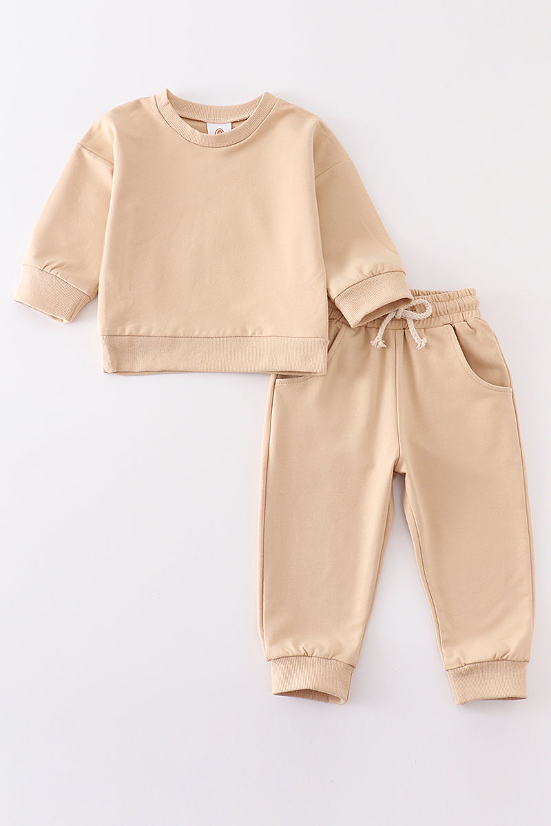 Beige Sweatshirt & Pants Set