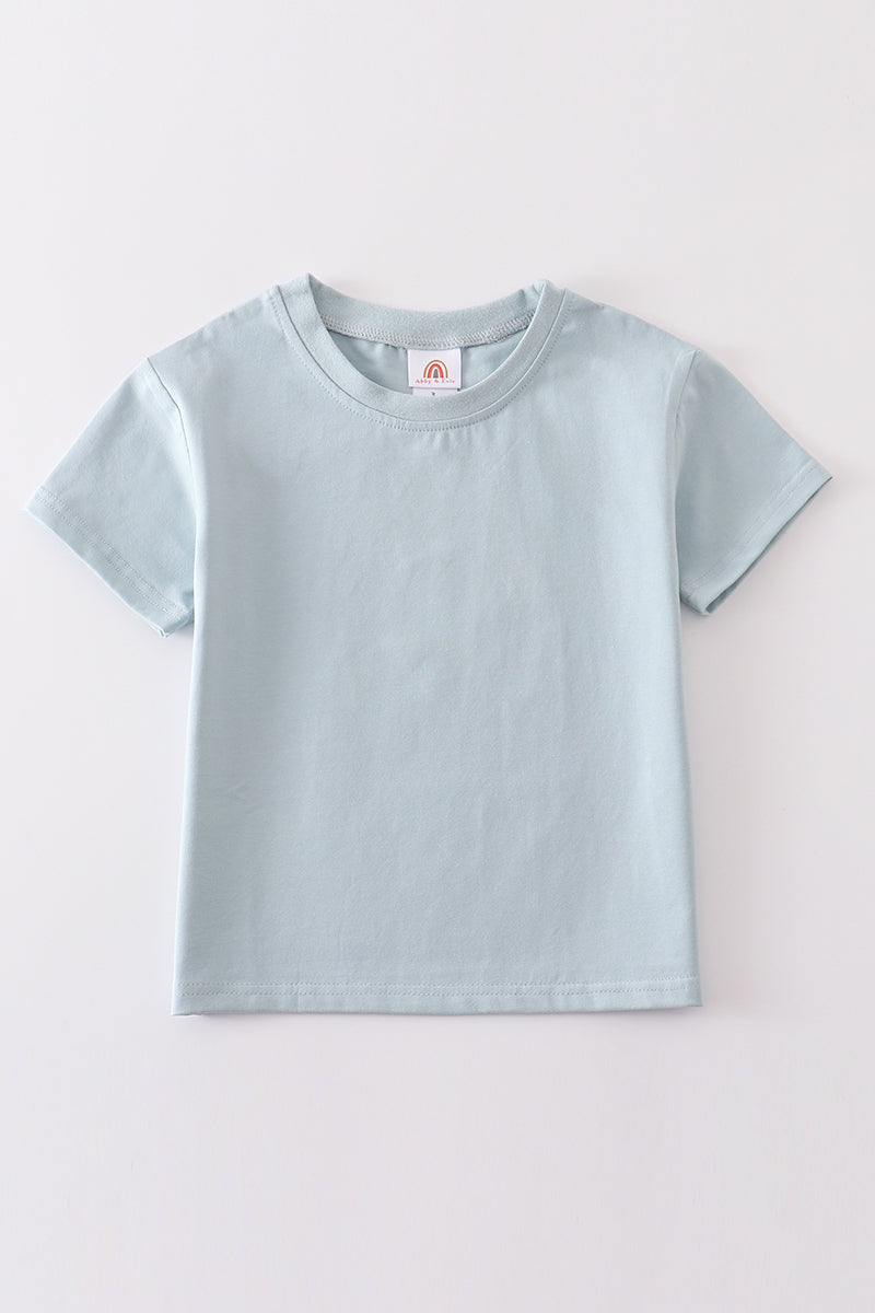 Blue Blank Basic T-shirt Adult Kids And Baby Bubble