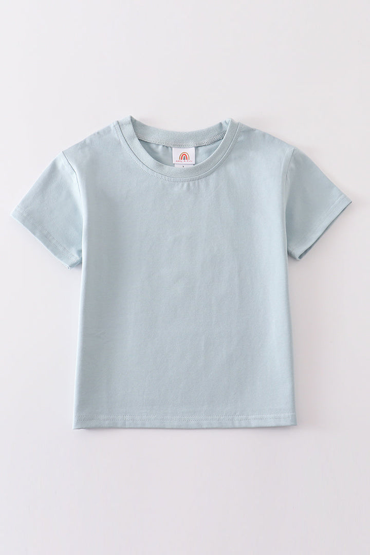 Blue Blank Basic T-shirt Adult Kids And Baby Bubble