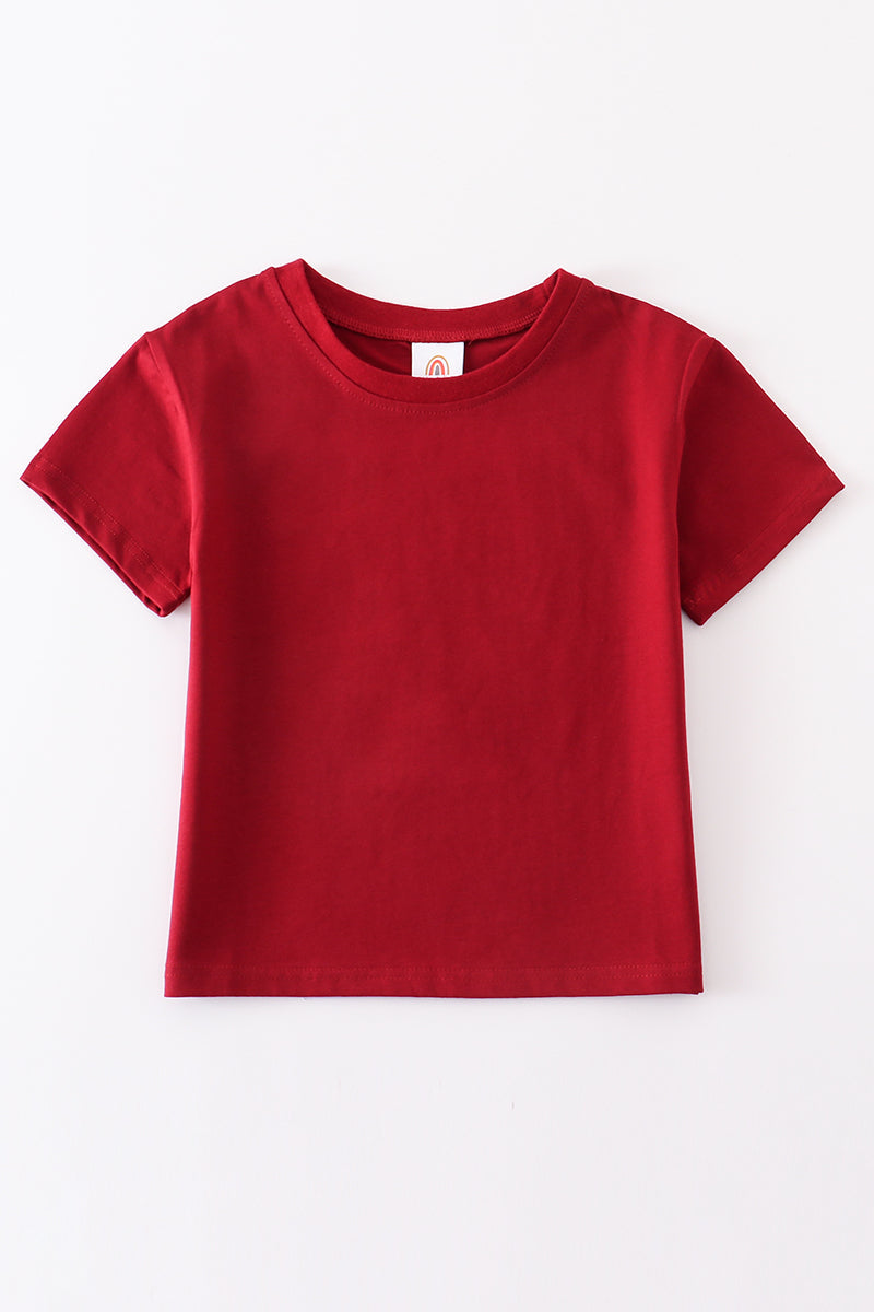 Maroon Blank Basic T-shirt Adult Kids And Baby Bubble