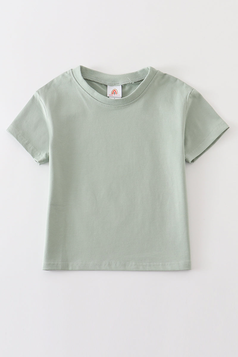 Sage Blank Basic T-shirt Adult Kids And Baby Bubble