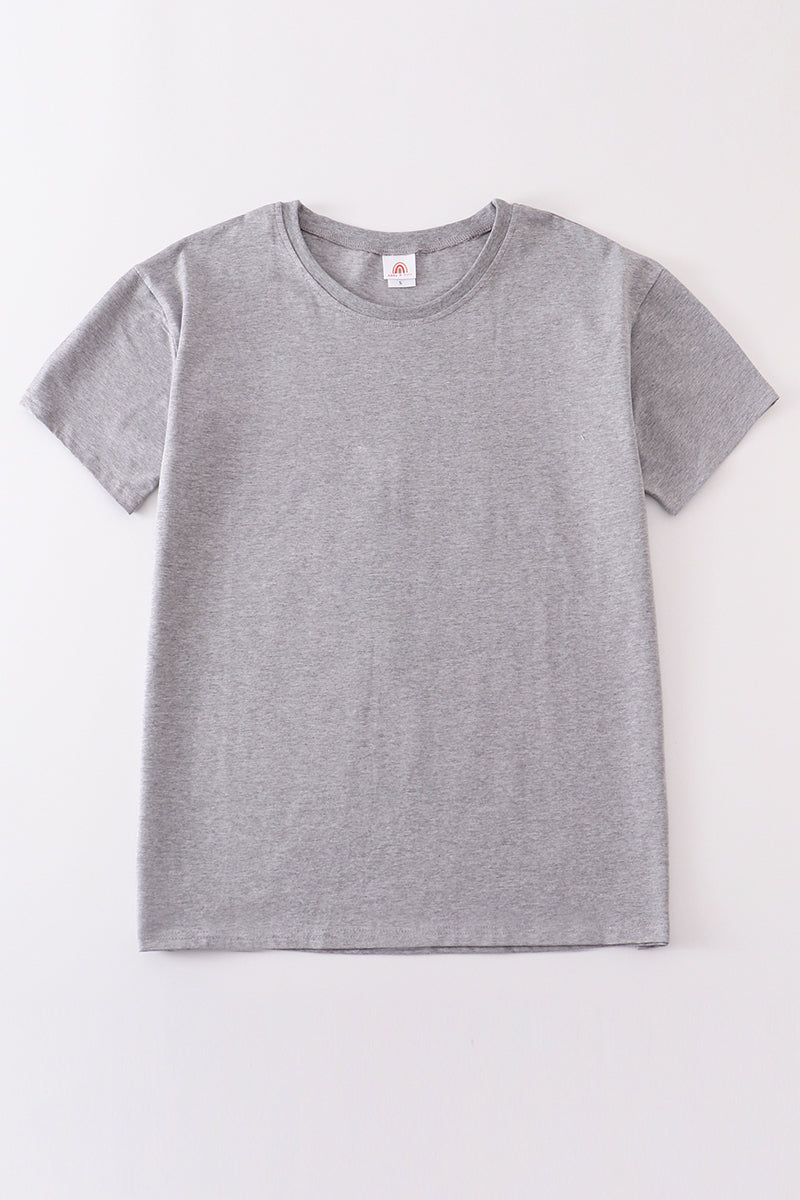 Gray Blank Basic T-shirt Adult Kids And Baby Bubble