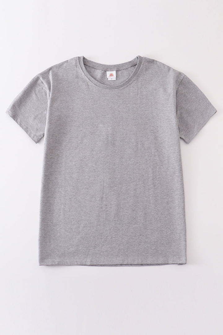 Gray Blank Basic T-shirt Adult Kids And Baby Bubble