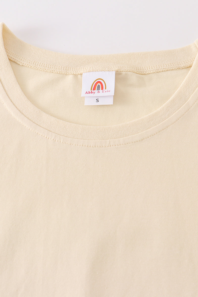 Beige Blank Basic T-shirt Adult Kids And Baby Bubble