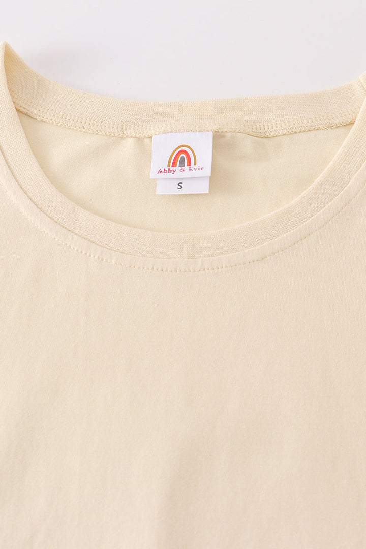 Beige Blank Basic T-shirt Adult Kids And Baby Bubble