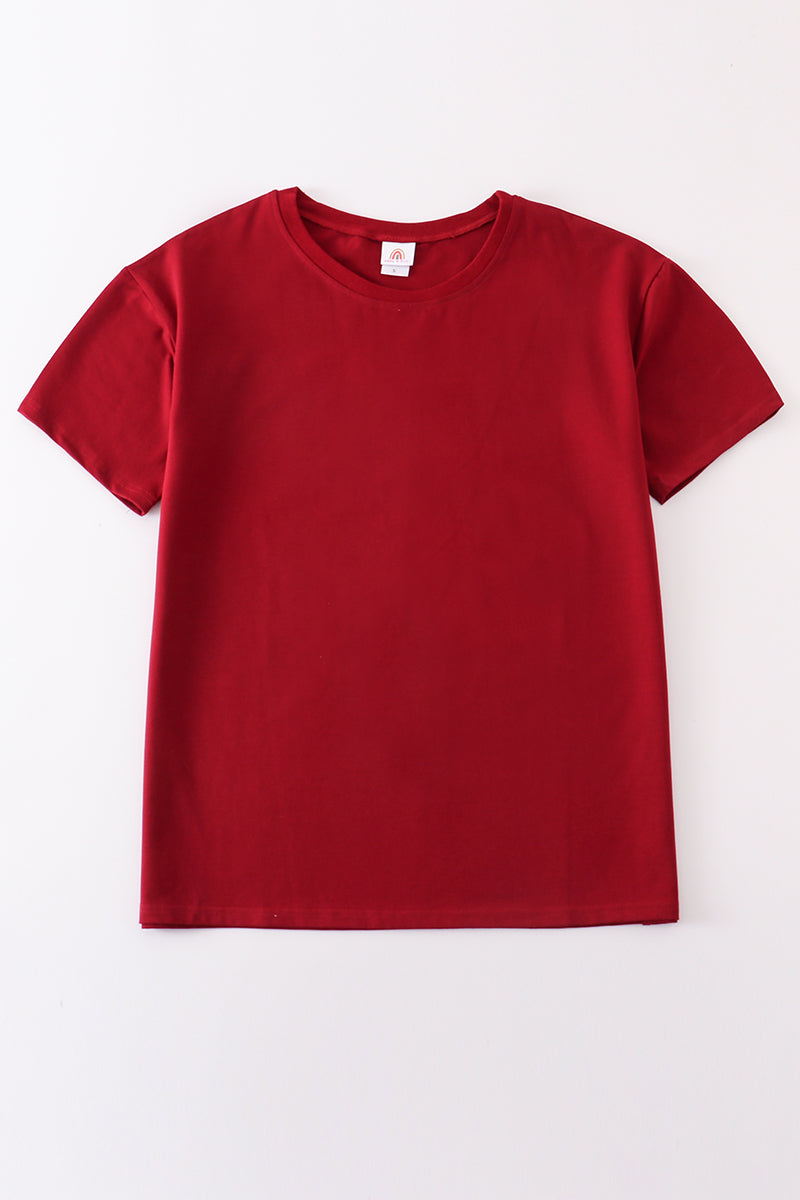 Maroon Blank Basic T-shirt Adult Kids And Baby Bubble