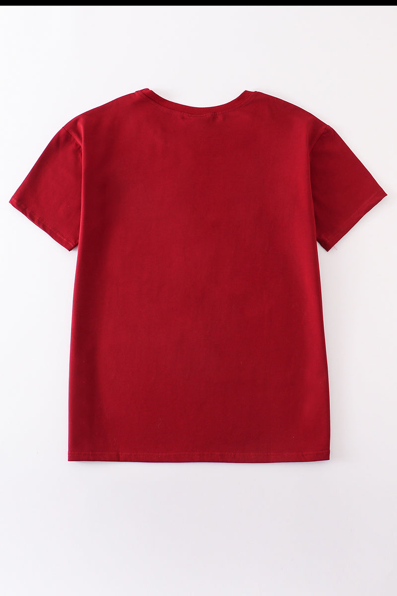 Maroon Blank Basic T-shirt Adult Kids And Baby Bubble