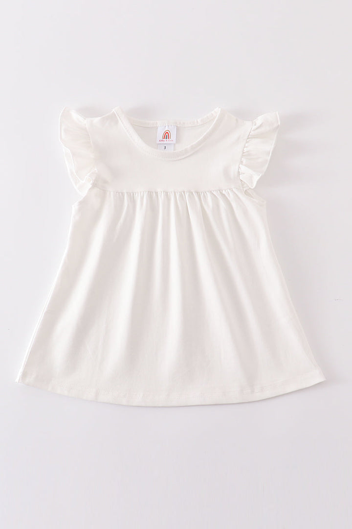 Cream Basic Ruffle Top