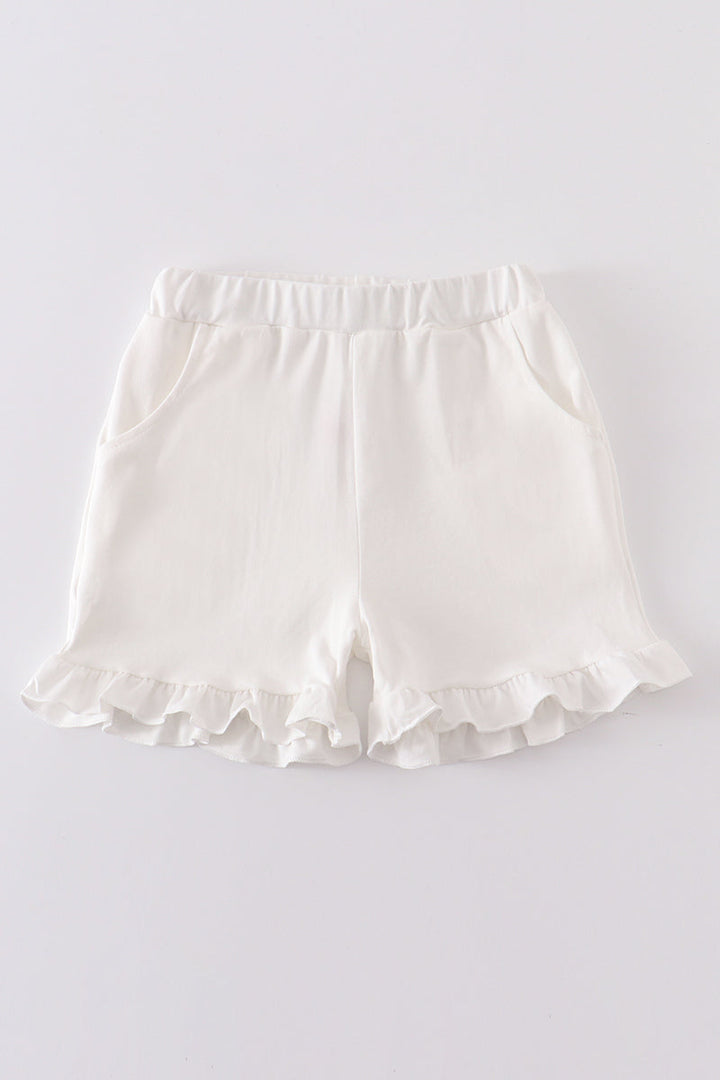 Cream Basic Ruffle Shorts