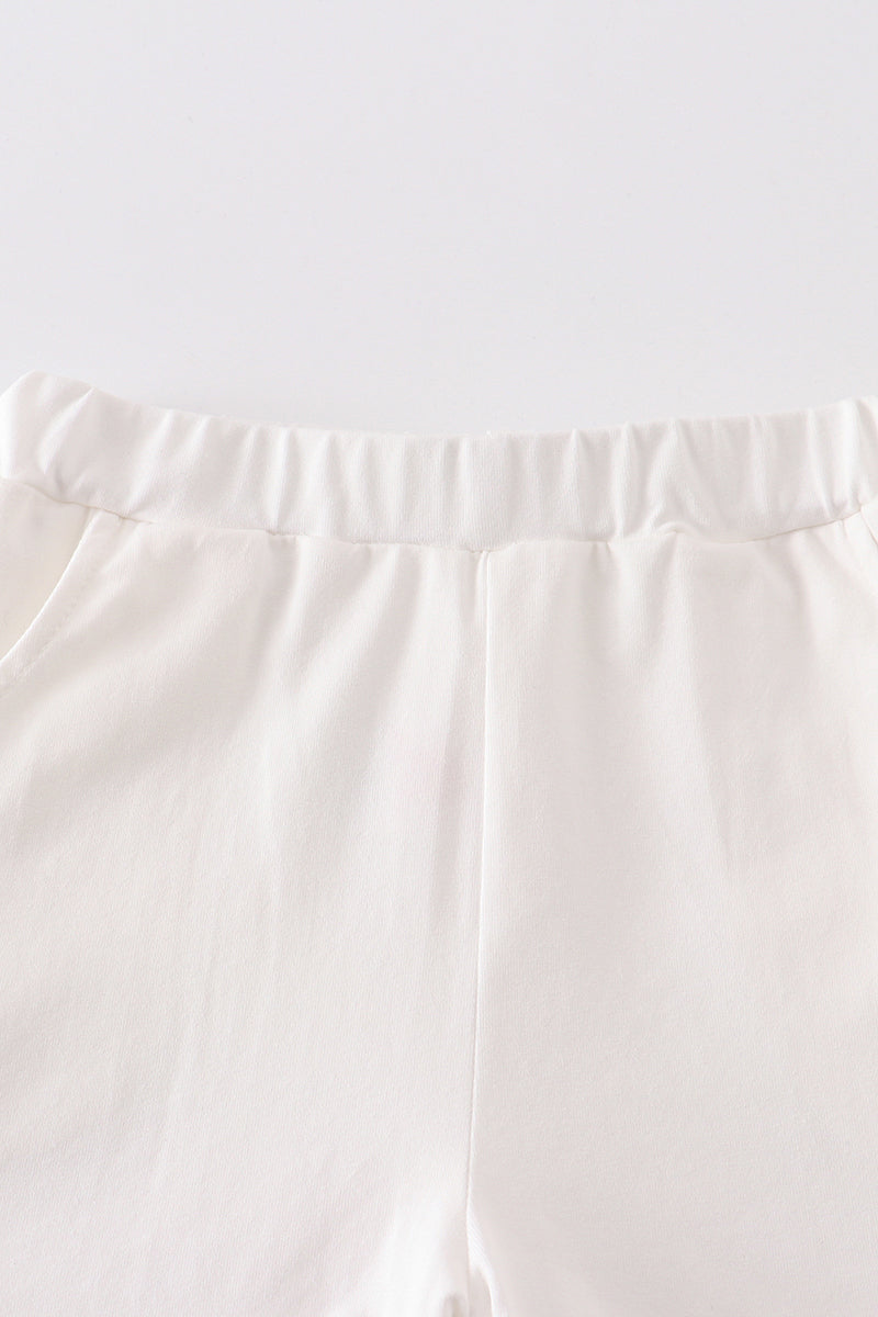 Cream Basic Ruffle Shorts