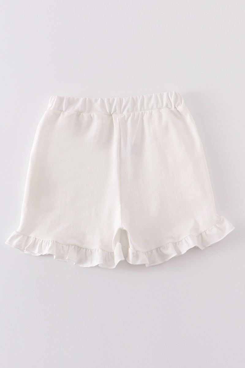 Cream Basic Ruffle Shorts