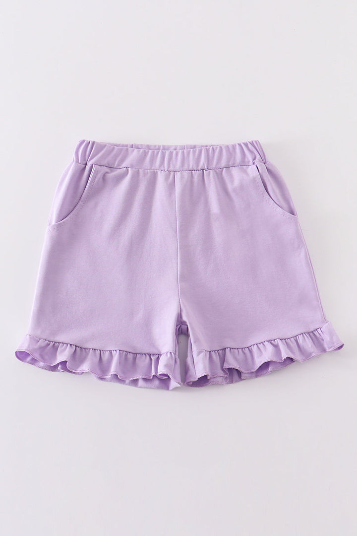 Purple Basic Ruffle Shorts