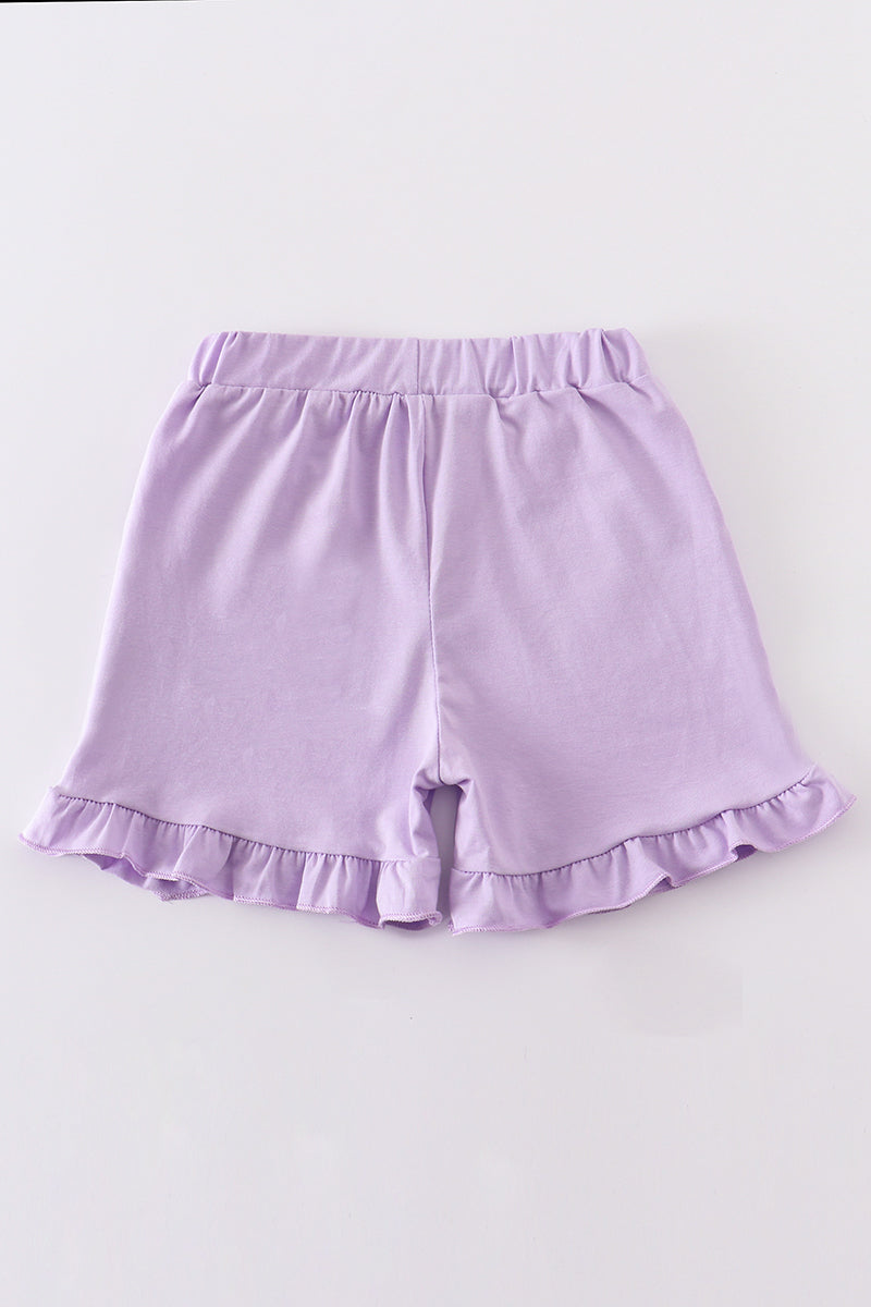 Purple Basic Ruffle Shorts