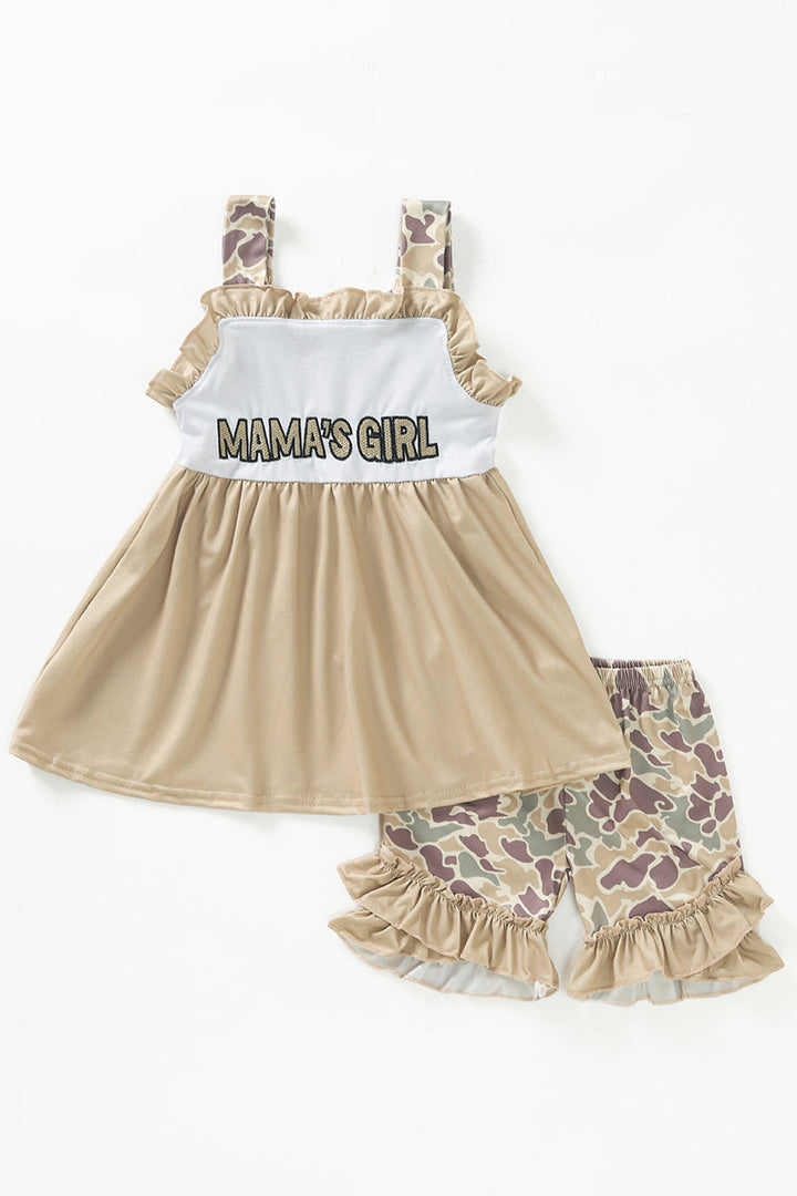 Camouflage Print Mama'girl Shorts Set