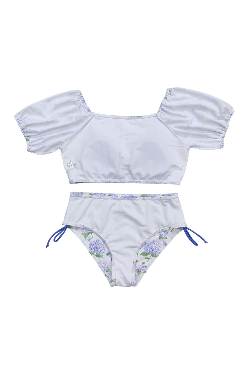 Lavender Floral Print 2pc Girl Swimsuit