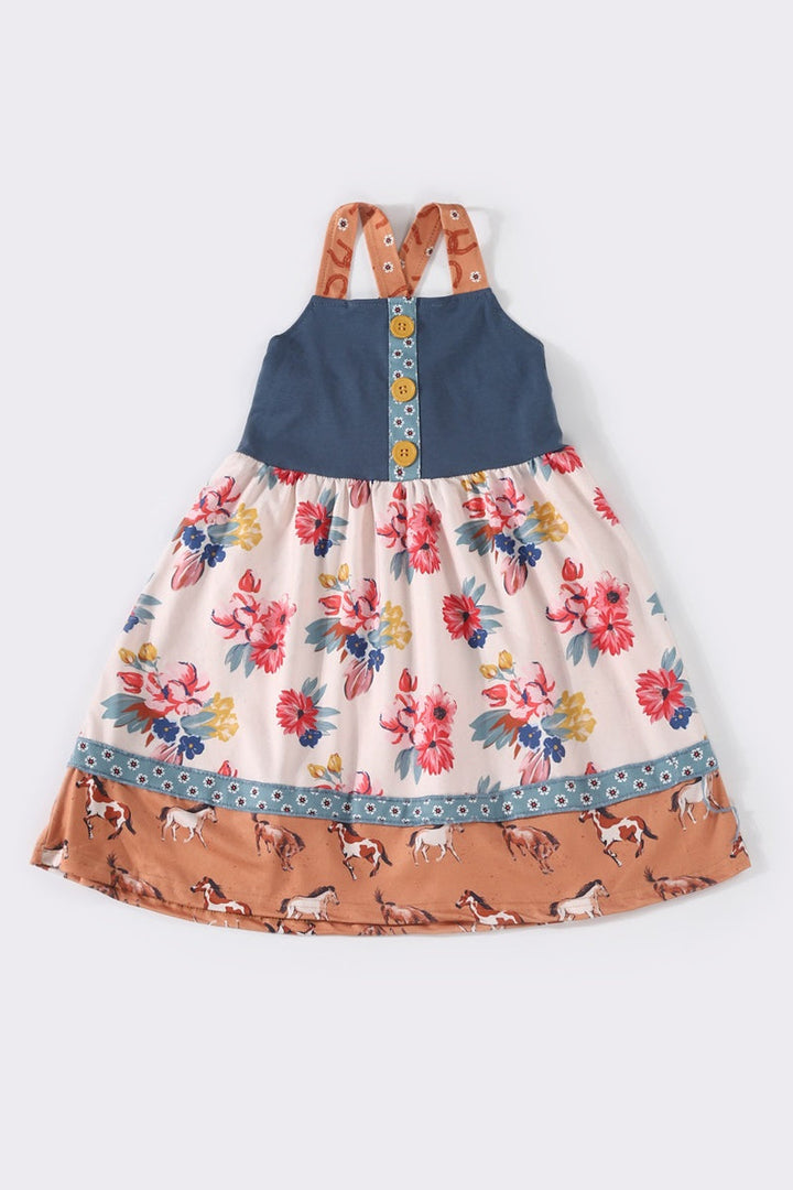 Navy Floral Horse Strap Dress