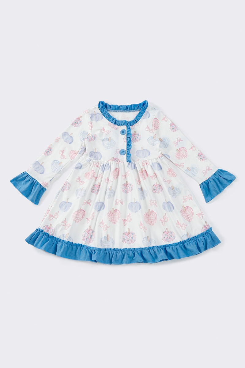 Blue Pumpkin Print Dress