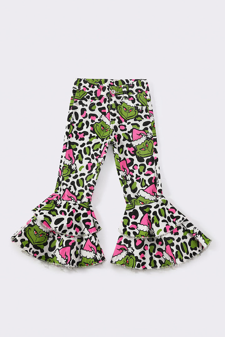 Christmas Grinch Leopard Bell Denim Jeans