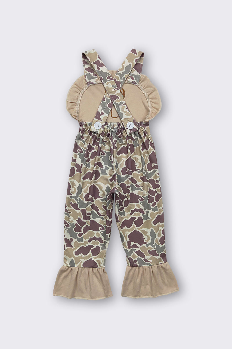 Camouflage Deer Embroidery Girl Jumpsuit